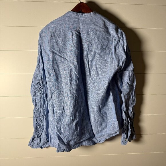 J. Crew 100% Baird McNutt Irish Linen Button Up French Blue Size Large - Picture 4 of 7